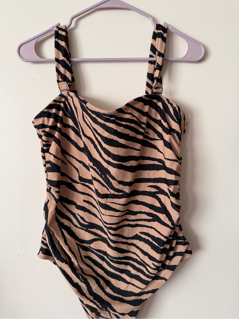 Serra Womens’ Zebra-Print One-Piece in Beige and Black - Picture 2 of 5